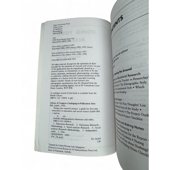 Doing Your Research Project Second Edition By Judith Bell Paperback 1993 - Picture 5 of 6